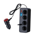 BY-1847 120W 1-To-4 Retractable Car Cable Digital Display Cigarette Lighter Car Charger