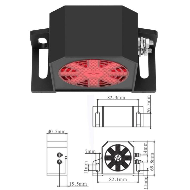 Waterproof Automotive Voice Reversing Alarm/Horn With Light, 9-80V With Light