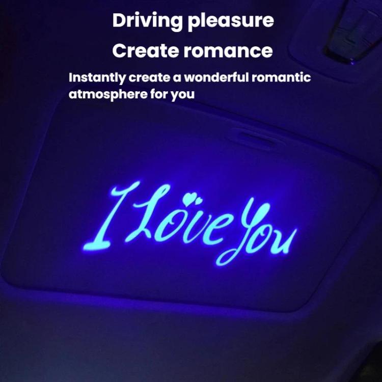 G-301 Universal Car Interior Projection Ambient Light USB High-Brightness Decorative Light, I LOVE YOU Red, I LOVE YOU Blue