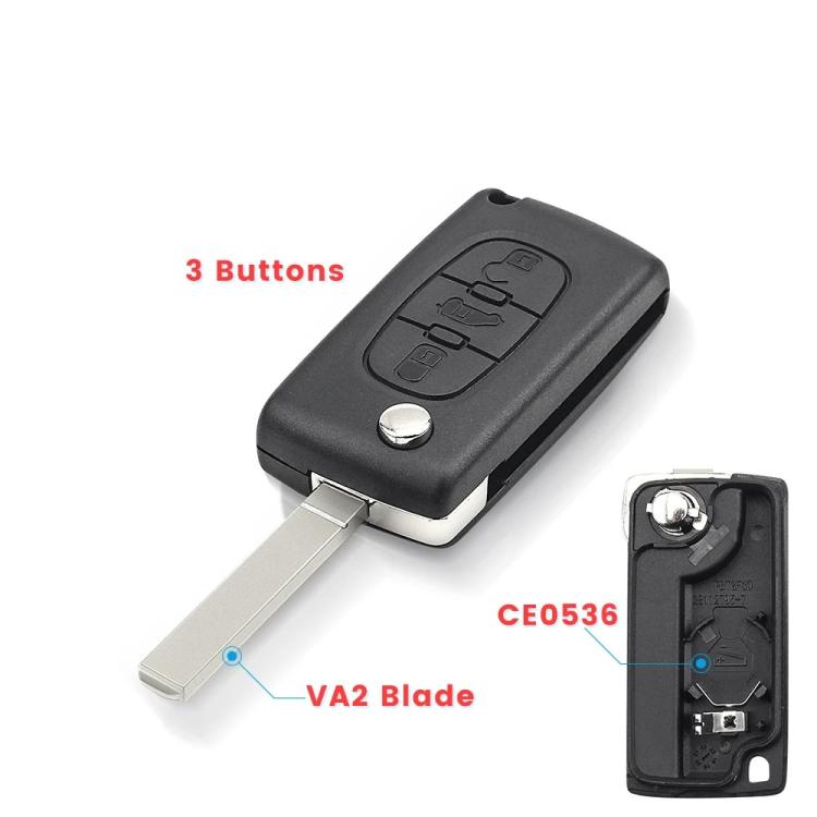 For Peugeot / Citroen Folding Car Remote Key Shell Special MPV Key, Grooveless With Seat VA2, CE0536, Grooved Without Seat HU83, CE0523