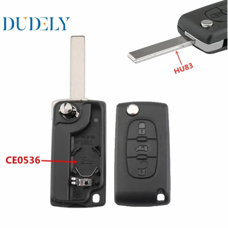 For Peugeot / Citroen Folding Car Remote Key Shell Special MPV Key, Grooveless With Seat VA2, CE0536, Grooved Without Seat HU83, CE0523