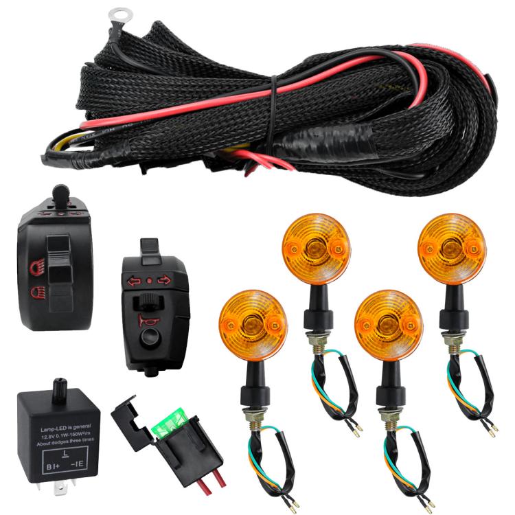 Motorcycle/ATV Turn Signal Kit With Wiring Harness Relay Indicator Lights And Horn Set, CP-5225