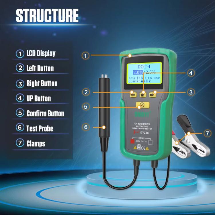 DUOYI Car Brake Fluid Water Content Digital Display Tester With Sound And Light Alarm, DY23C