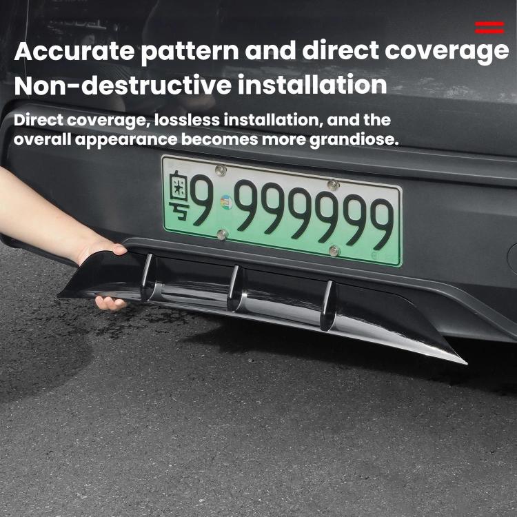For Tesla 2025+ Model Y Juniper Rear Spoiler Rear Diffuser Trim, Black Spray Paint, Gloss Carbon Water Transfer Printing, Matte Carbon Water Transfer Printing, Frosted Black ABS, White Spray Paint