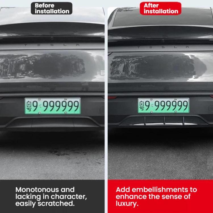 For Tesla 2025+ Model Y Juniper Rear Spoiler Rear Diffuser Trim, Black Spray Paint, Gloss Carbon Water Transfer Printing, Matte Carbon Water Transfer Printing, Frosted Black ABS, White Spray Paint