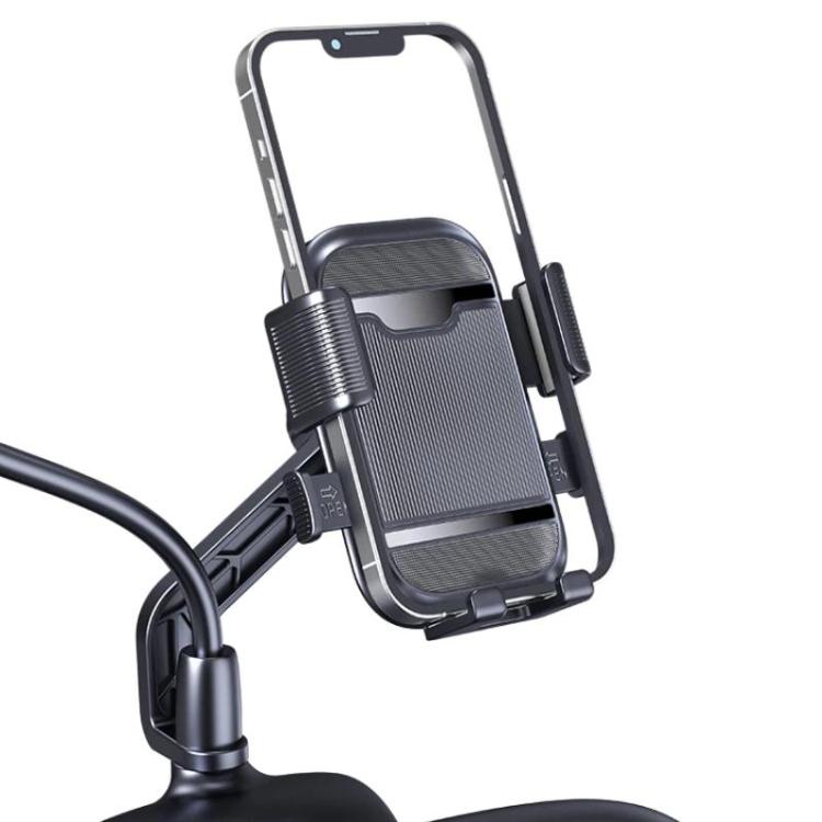 XY-106 Motorcycle Bike Shockproof Anti-Slip Phone Mount Rotatable Navigation Holder For Riders, Handbar, Rearview Mirror