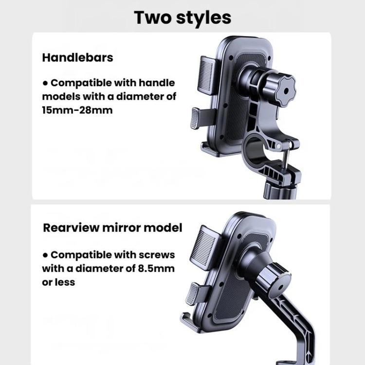 XY-106 Motorcycle Bike Shockproof Anti-Slip Phone Mount Rotatable Navigation Holder For Riders, Handbar, Rearview Mirror
