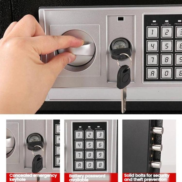 Wall-Mounted Small Steel Safe With Anti-Theft Plate Password Storage Safe, Black With Money Drop Slot, Gold With Money Drop Slot, Black No Money Drop Slot, Gold No Money Drop Slot