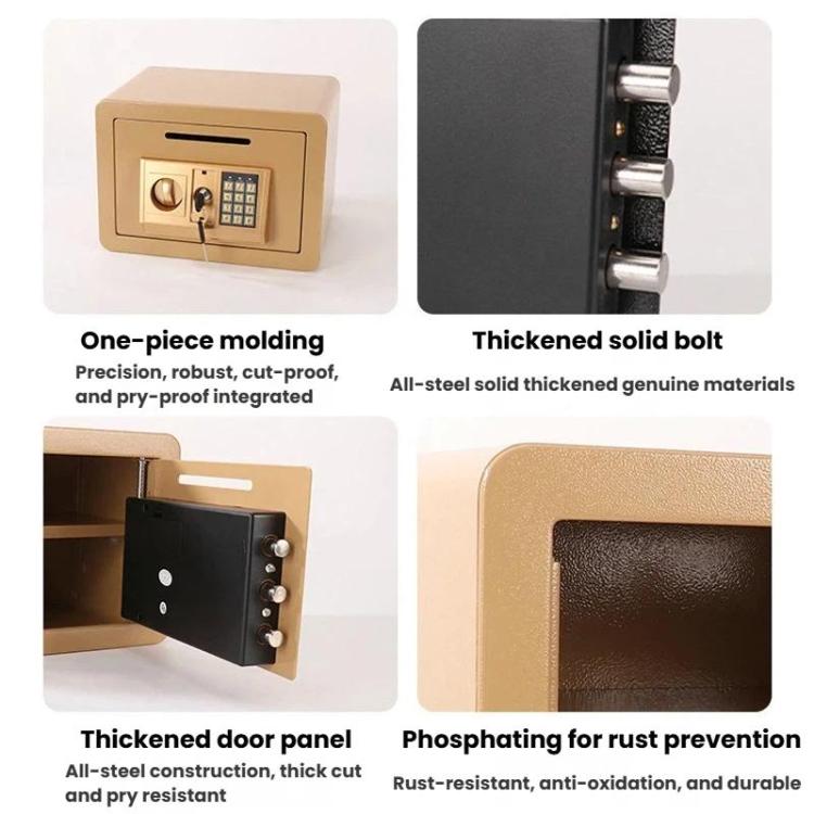 Wall-Mounted Small Steel Safe With Anti-Theft Plate Password Storage Safe, Black With Money Drop Slot, Gold With Money Drop Slot, Black No Money Drop Slot, Gold No Money Drop Slot