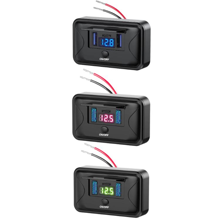 One To Three Car Fast Charger With Built-in Voltage Display With Waterproof Cover