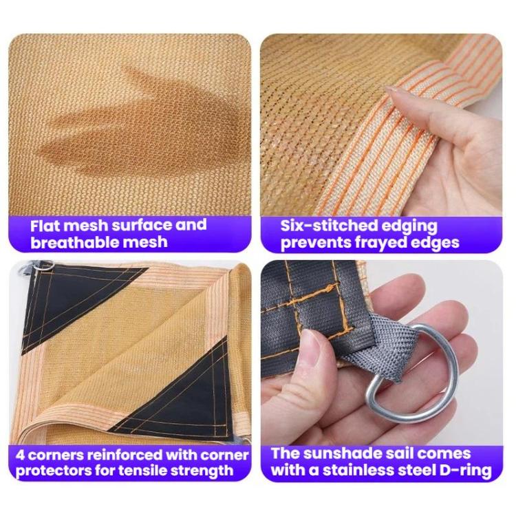 Outdoor Edged Sunshade Sail Patio Corner Reinforced Sun Protection Net, 2x2m, 2x3m, 2x4m, 2x5m, 3x3m, 4x4m, 4x5m, 4x6m, 5x5m