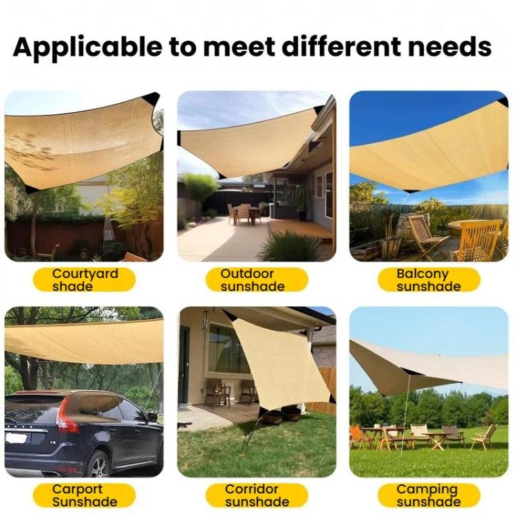 Outdoor Edged Sunshade Sail Patio Corner Reinforced Sun Protection Net, 2x2m, 2x3m, 2x4m, 2x5m, 3x3m, 4x4m, 4x5m, 4x6m, 5x5m