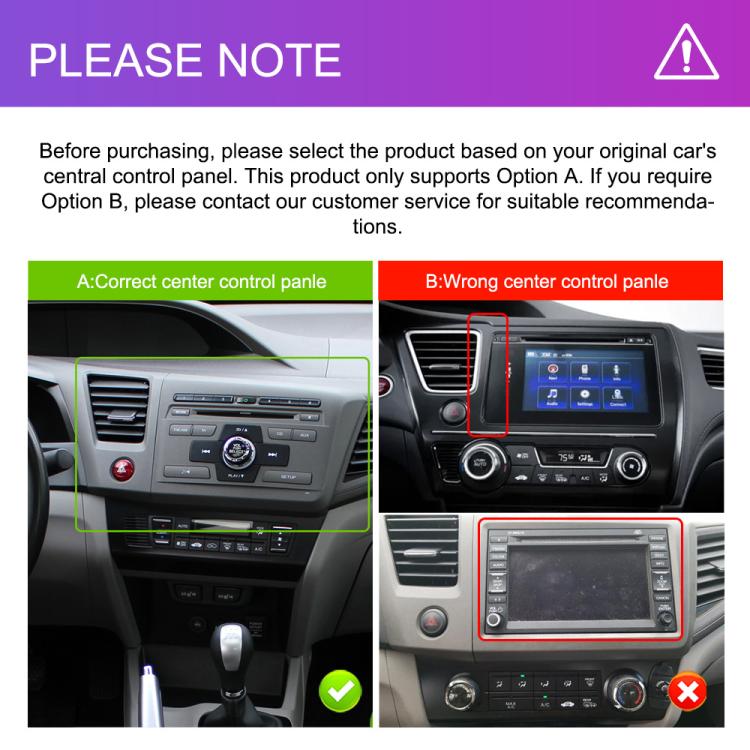 For Honda Civic Android 15 Car Navigation Bluetooth Player, 4-Core 2GB + 64GB, 4-Core 4GB + 64GB, 4-Core 4GB + 128GB, 8-Core 4GB + 64GB, 8-Core 6GB + 128GB