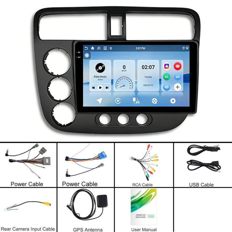 For Honda Civic 2001-2005 Android Car Central Control Screen Navigation Bluetooth Player, 4-Core 2GB + 64GB, 4-Core 4GB + 64GB, 4-Core 4GB + 128GB, 8-Core 4GB + 64GB, 8-Core 6GB + 128GB
