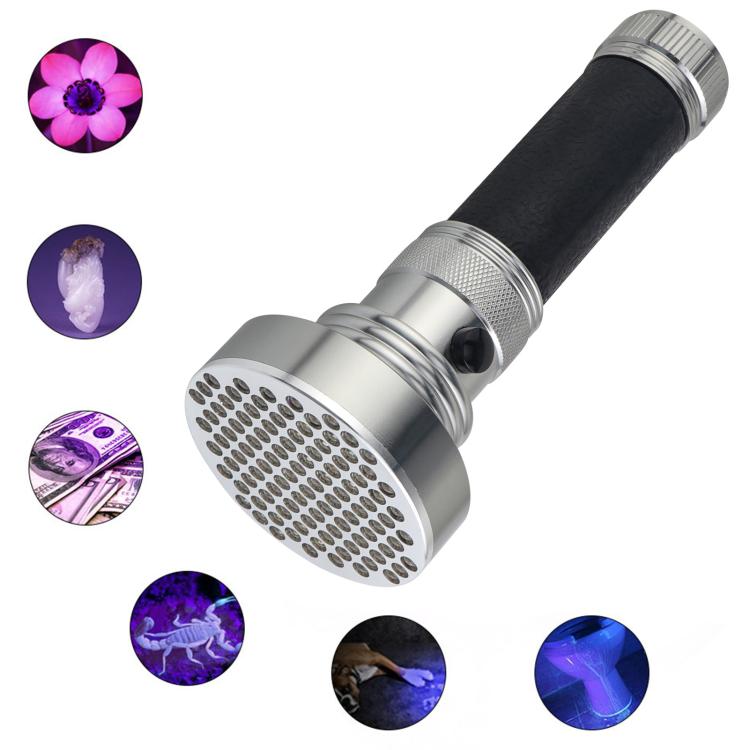 100 LED Aluminum Alloy Banknote Detector UV Flashlight