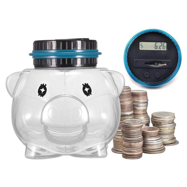 1.6L Piggy Bank Electronic Counting Coin Bank, US Dollar, Euro, British Pound, Taiwan Dollar, Japanese Yen, Mexican Peso, Canadian Dollar, Swiss Franc, Polish Zloty, Russian Ruble