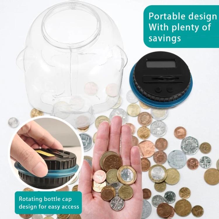 1.6L Piggy Bank Electronic Counting Coin Bank, US Dollar, Euro, British Pound, Taiwan Dollar, Japanese Yen, Mexican Peso, Canadian Dollar, Swiss Franc, Polish Zloty, Russian Ruble