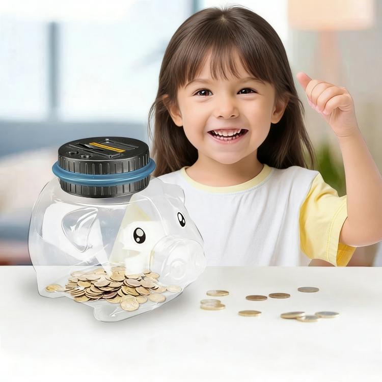 1.6L Piggy Bank Electronic Counting Coin Bank, US Dollar, Euro, British Pound, Taiwan Dollar, Japanese Yen, Mexican Peso, Canadian Dollar, Swiss Franc, Polish Zloty, Russian Ruble