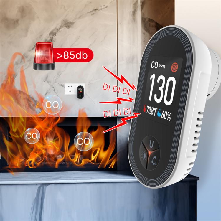 MOES Carbon Monoxide Temperature & Humidity Detector Monitoring Alarm Sensor, 3 In 1 US Plug, 3 In 1 EU Plug, 4 In 1 Gas US Plug, 4 In 1 Gas EU Plug, 4 In 1 Smoke US Plug, 4 In 1 Smoke EU Plug, 5 In 1 Gas+Smoke US Plug, 5 In 1 Gas+Smoke EU Plug