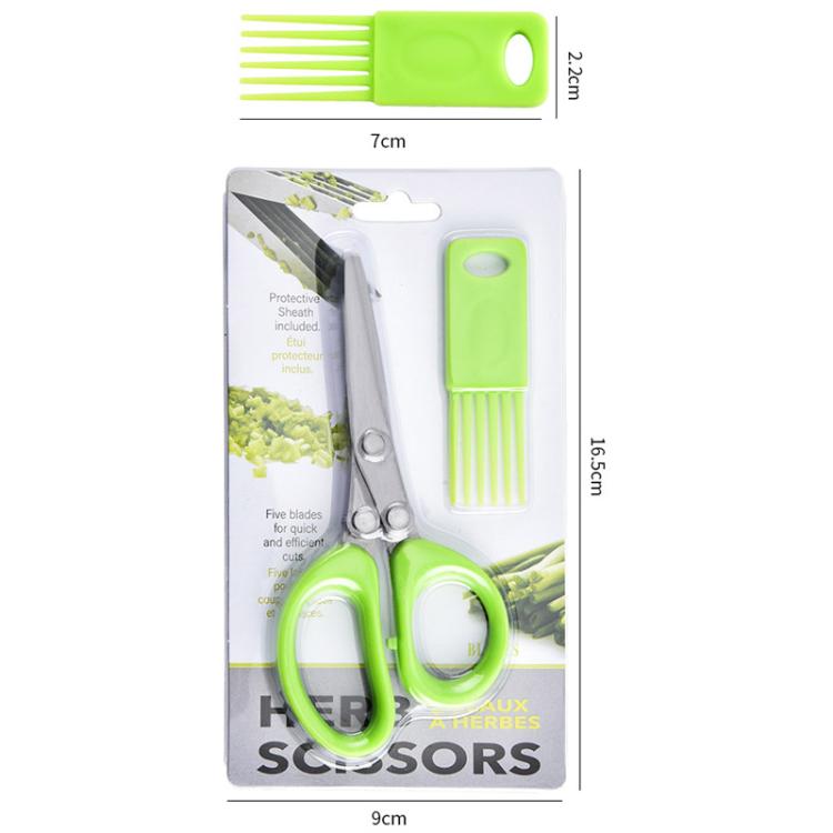 LsCook Stainless Steel Multi-Blade Multi-Function Kitchen Scallion Scissors, Cardboard Packaging 5-layer