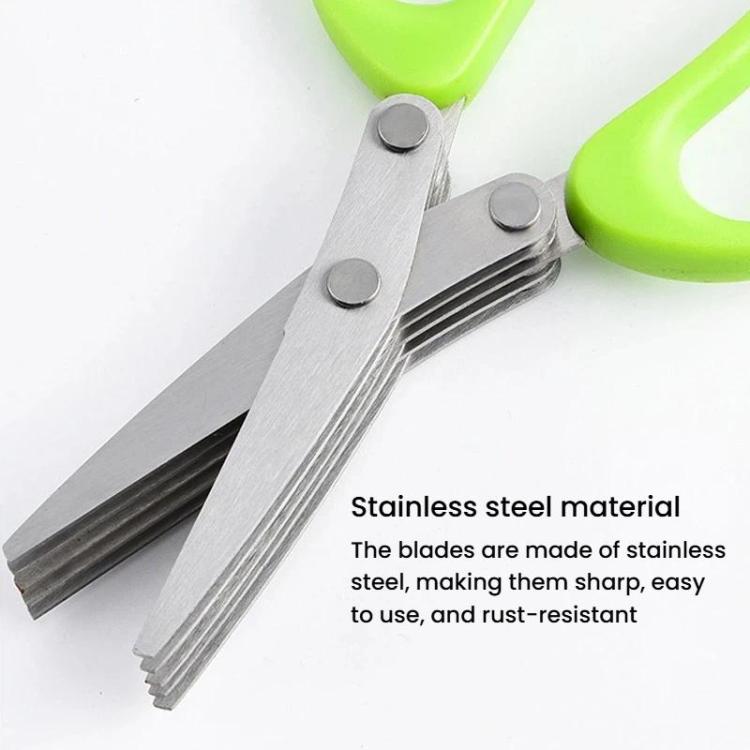 LsCook Stainless Steel Multi-Blade Multi-Function Kitchen Scallion Scissors, Cardboard Packaging 5-layer