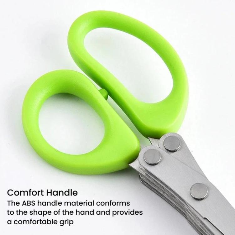 LsCook Stainless Steel Multi-Blade Multi-Function Kitchen Scallion Scissors, Cardboard Packaging 5-layer