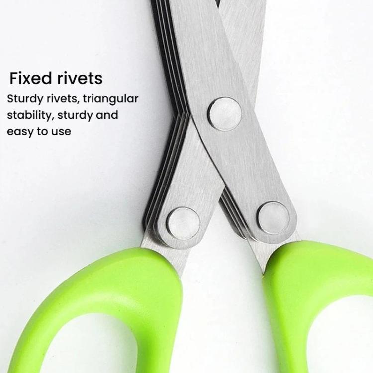 LsCook Stainless Steel Multi-Blade Multi-Function Kitchen Scallion Scissors, Cardboard Packaging 5-layer