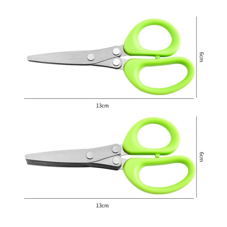 LsCook Stainless Steel Multi-Blade Multi-Function Kitchen Scallion Scissors, Cardboard Packaging 5-layer
