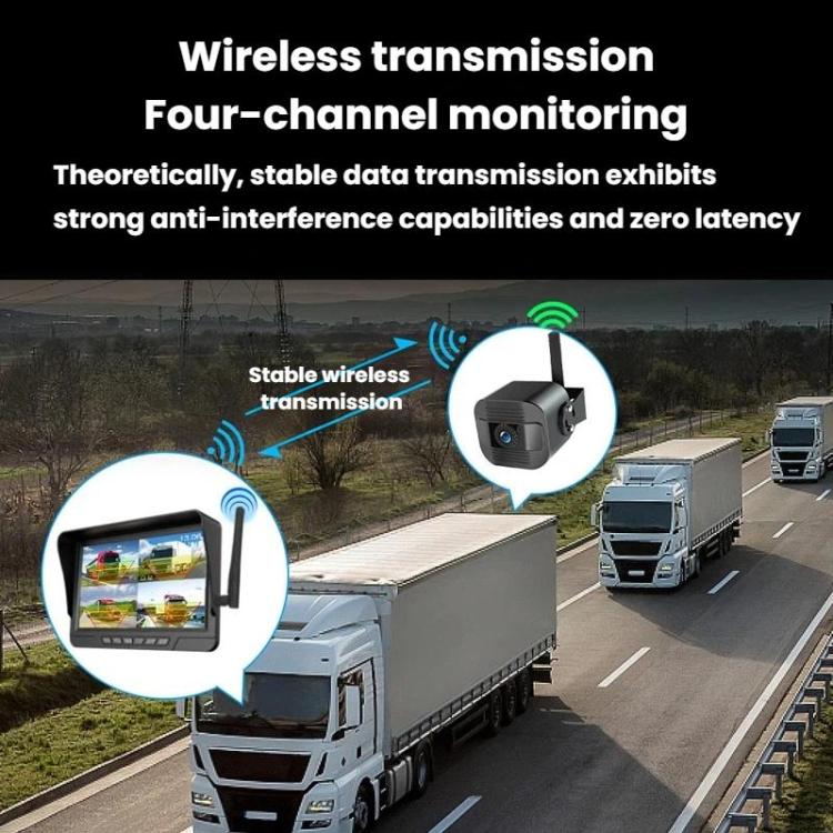 Q12 7 Inch Car HD Infrared Night Vision Wireless Recorder No-Wiring Backup Camera Monitor, One, Two, Three, Four