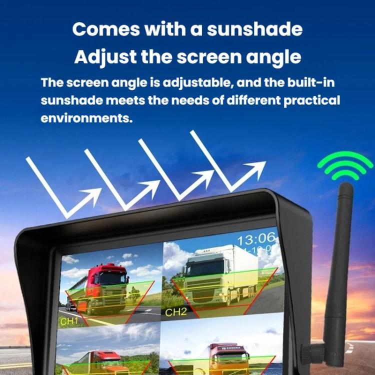 Q12 7 Inch Car HD Infrared Night Vision Wireless Recorder No-Wiring Backup Camera Monitor, One, Two, Three, Four