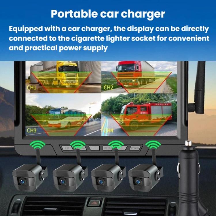 Q12 7 Inch Car HD Infrared Night Vision Wireless Recorder No-Wiring Backup Camera Monitor, One, Two, Three, Four