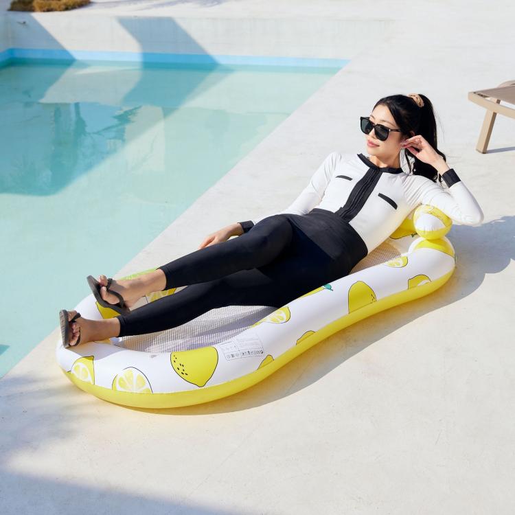 Inflatable Thickened Floating Bed Water Air Lounger, Yellow Lemon, Watermelon Pattern, Strawberry Pattern, Lime Pineapple Pattern, Sequined Starry Blue, Sequined Starry Pink, Sequins Watermelon Pattern, Sequins Strawberry Pattern, Sequins Mermaid      ...