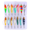 Luminous Wood Shrimp Squid Jig Fluorescent Octopus Saltwater Fishing Lure, HENGJIA 14pcs /Box