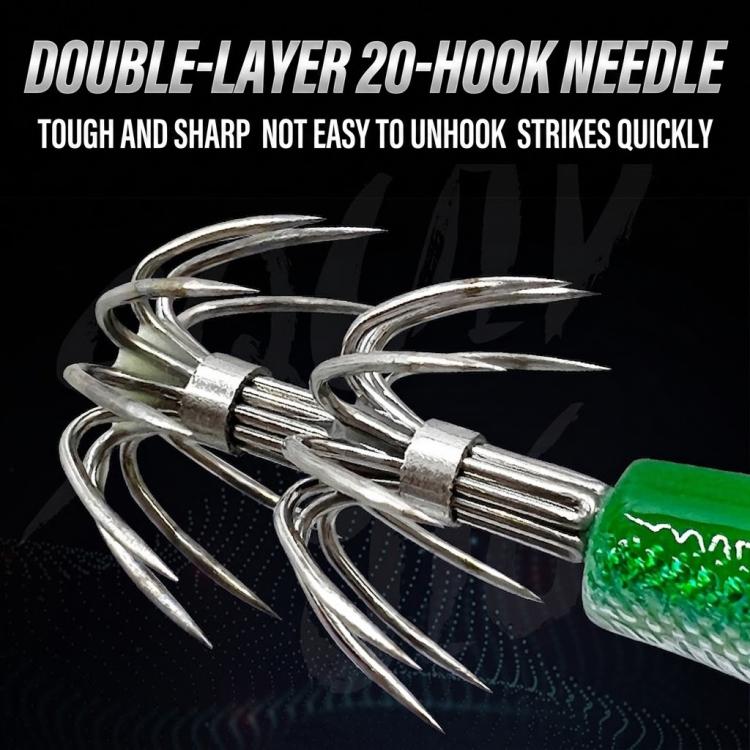 Luminous Wood Shrimp Squid Jig Fluorescent Octopus Saltwater Fishing Lure, HENGJIA 14pcs /Box