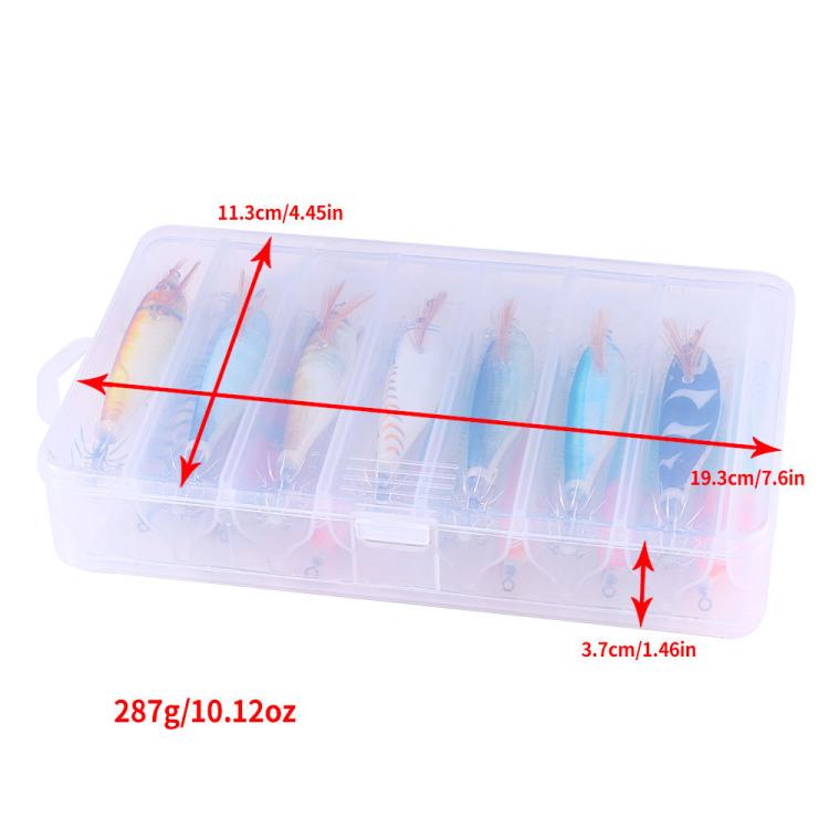 Luminous Wood Shrimp Squid Jig Fluorescent Octopus Saltwater Fishing Lure, HENGJIA 14pcs /Box