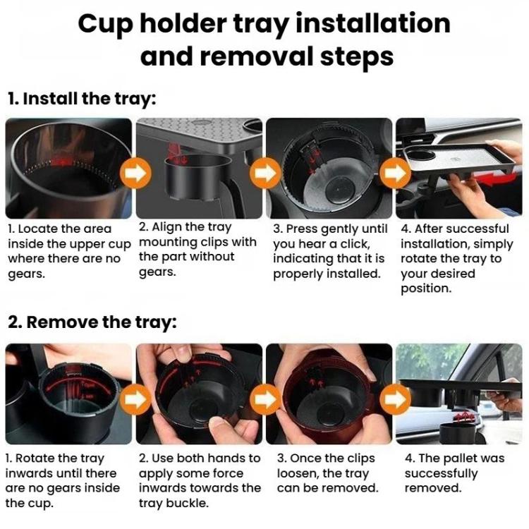 QY62 Car Central Control Water Cup Holder Food Tray & Cup Holder