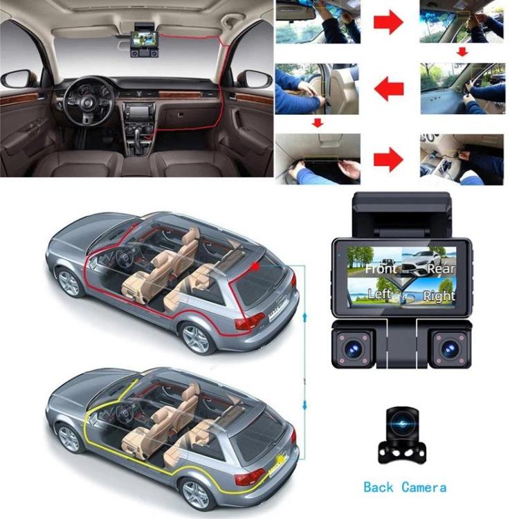 A9 HD Night Vision Dash Camera 360-Degree Parking Monitor With Mobile Phone Connection, Front+Left+Right, Front+Left+Right+Rear, Front+Left+Right+GPS Tracking Antenna