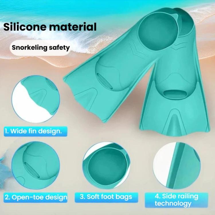 Swim & Dive Silicone Fins Long Flippers For Snorkeling & Water Sports, 27-29, 30-32, 33-35, 36-38, 39-41, 42-44