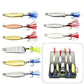 Fishing Spoon Lures Kit Metal Hard Baits Set with Treble & Single Hooks, Feathers, PROBEROS 9 In 1, PROBEROS 10 In 1, PROBEROS 16 In 1, PROBEROS 17 In 1, PROBEROS 19 In 1, PROBEROS 38 In 1 A, PROBEROS 38 In 1 B, PROBEROS 50 In 1