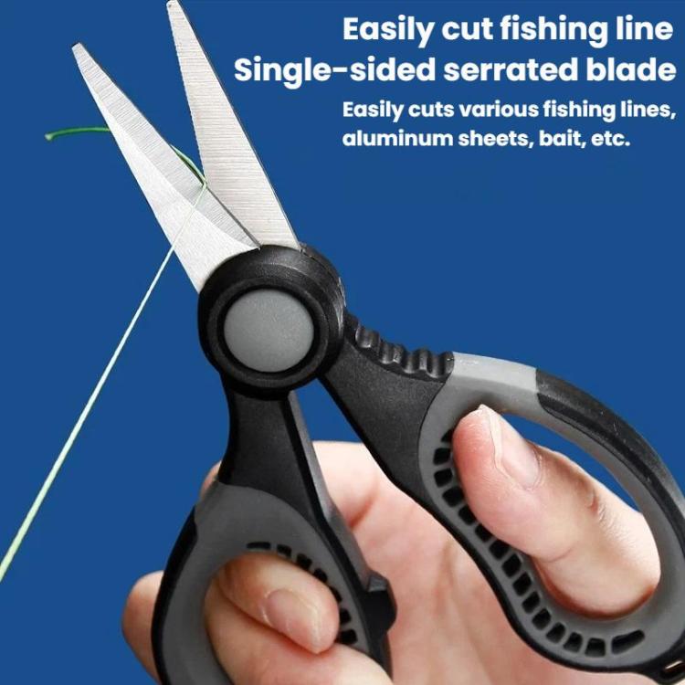 Lure Fishing Scissors With Serrated Blade For Cutting Fishing Line, Black Gray