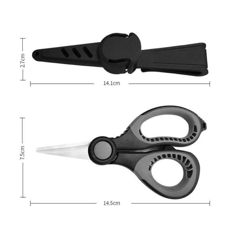 Lure Fishing Scissors With Serrated Blade For Cutting Fishing Line, Black Gray