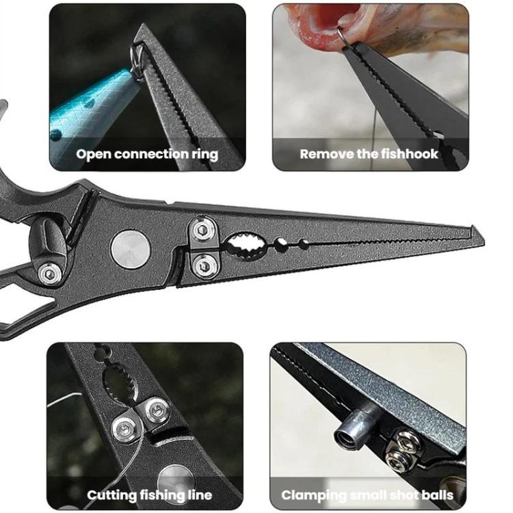 Stainless Steel Fish-Holding Pliers Open-Loop Hook Remover For Lure Fishing, Hollow Handle, With Storage Pouch