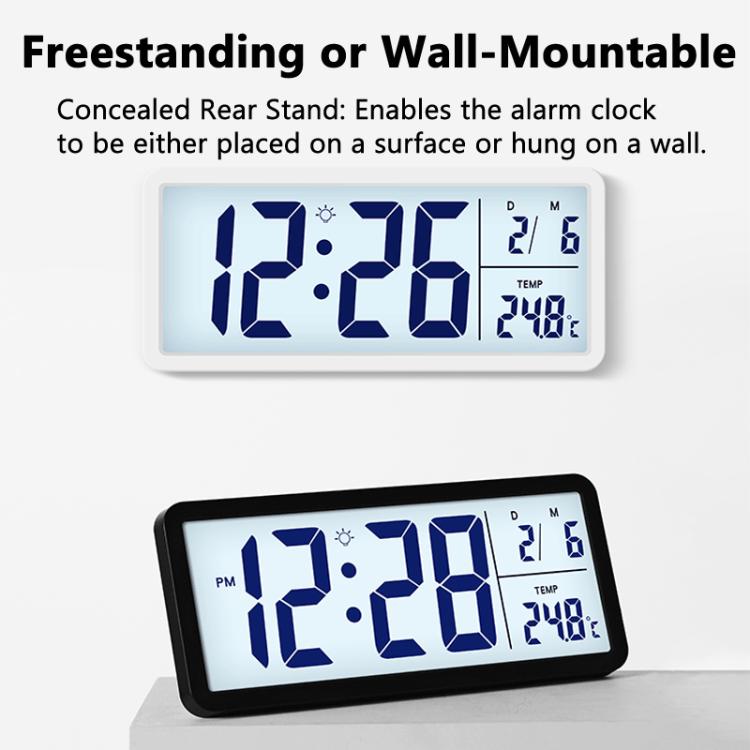 10-Inch LCD Display Desktop Electric Clock with Backlight Large Digital Wall Clock Indoor Thermometer