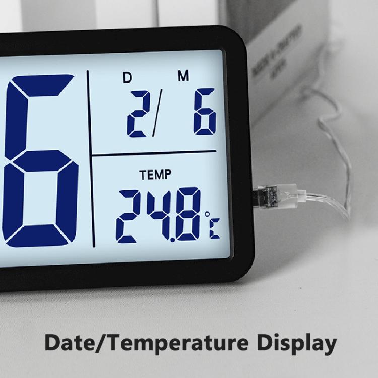 10-Inch LCD Display Desktop Electric Clock with Backlight Large Digital Wall Clock Indoor Thermometer