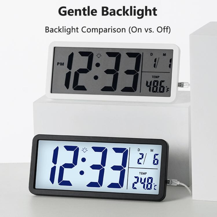 10-Inch LCD Display Desktop Electric Clock with Backlight Large Digital Wall Clock Indoor Thermometer