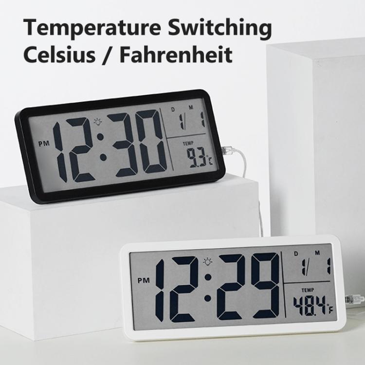 10-Inch LCD Display Desktop Electric Clock with Backlight Large Digital Wall Clock Indoor Thermometer