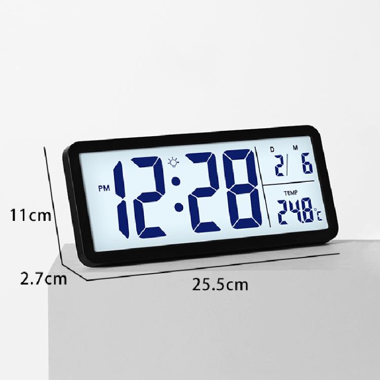 10-Inch LCD Display Desktop Electric Clock with Backlight Large Digital Wall Clock Indoor Thermometer