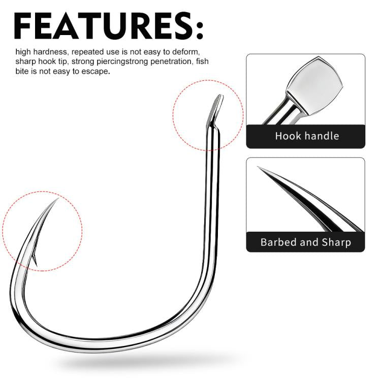 PROBEROS 20pcs Iseama Single Fishing Hooks High Carbon Steel Barbed Octopus Circle Hooks For Saltwater And Freshwater, No. 2, No. 1, No. 1/0, No. 2/0, No. 3/0, No. 4/0, No. 5/0