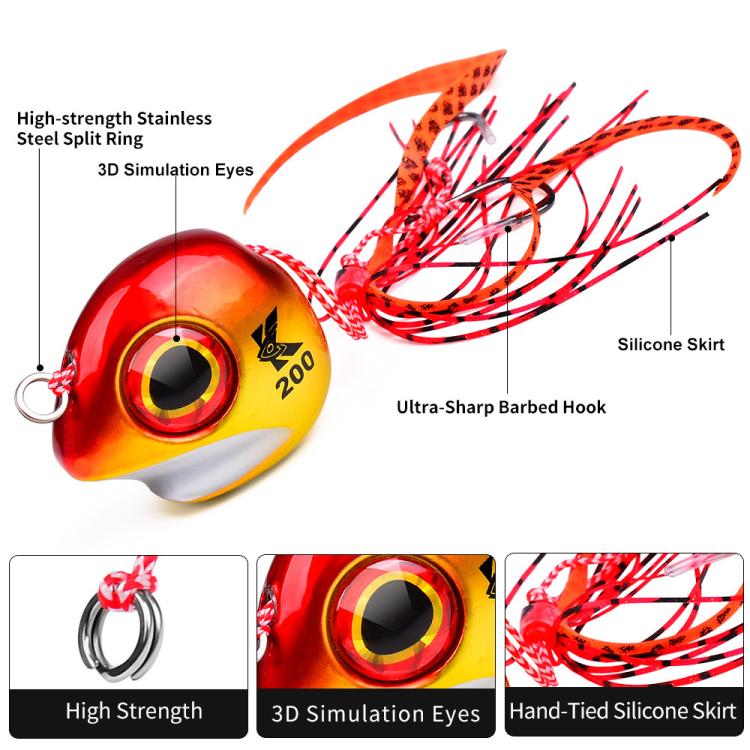 KATYUSHA Kabura Snapper Jig Head 3D Bionic Eyes Tai Rubber Lead Jigs for Bottom Fishing, Grouper, Sea Bream, 60G, 80G, 100G, 120G, 150G, 200G