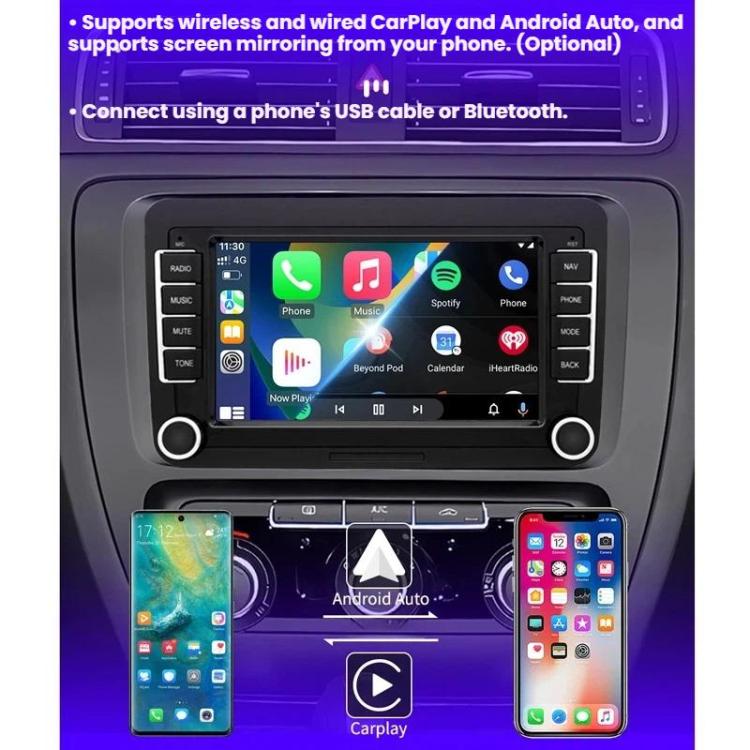 7-Inch Car Navigation System With Wireless Bluetooth CarPlay For Volkswagen, Quad-core 2GB+32GB, Quad-core 2GB+64GB, Octa-core 4GB+64GB, Octa-core 6GB+128GB
